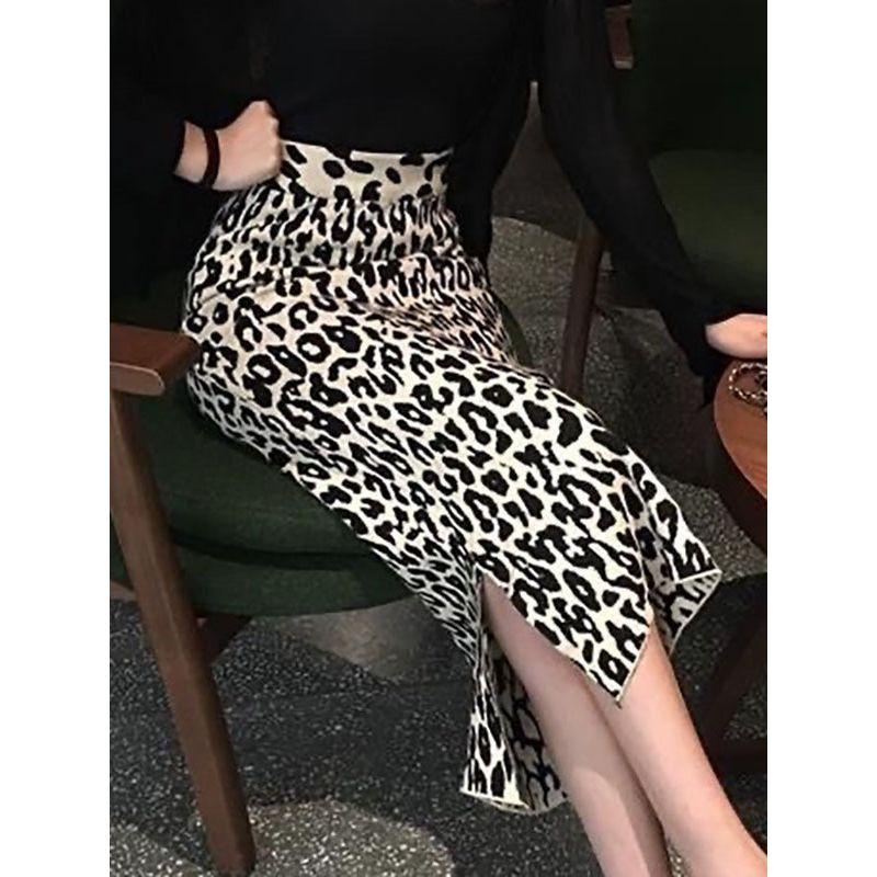

Leopard Print High Waisted Slim Fit Skirt Leopard Print High Waist Slim Skirt black One Size