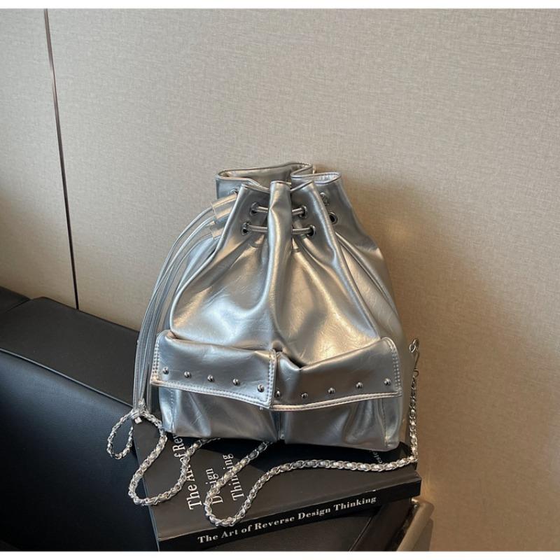 

Going out commuting shoulder bag large capacity women s shoulder messenger bag new multi-purpose backpack серебряный