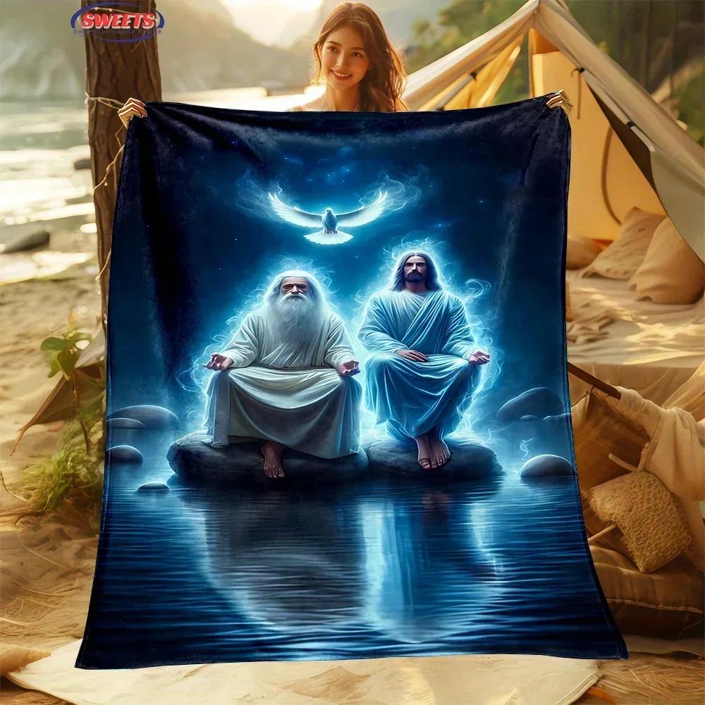 Nr. 2 6 Größen Barmherziger Jesus Christlicher Gott Flanell Kunstdecke, Sofabettdecke Vier Jahreszeiten Weiche Flauschige Steppdecke Flanell Überwurf