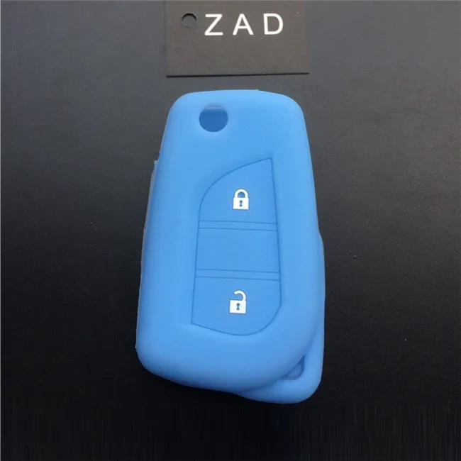ZAD Silicone Rubber Car Key Cover Case Shell Set Protector Fob for Toyota Aygo Yaris Highlander Camry RAV4 2 Button Key Holder
