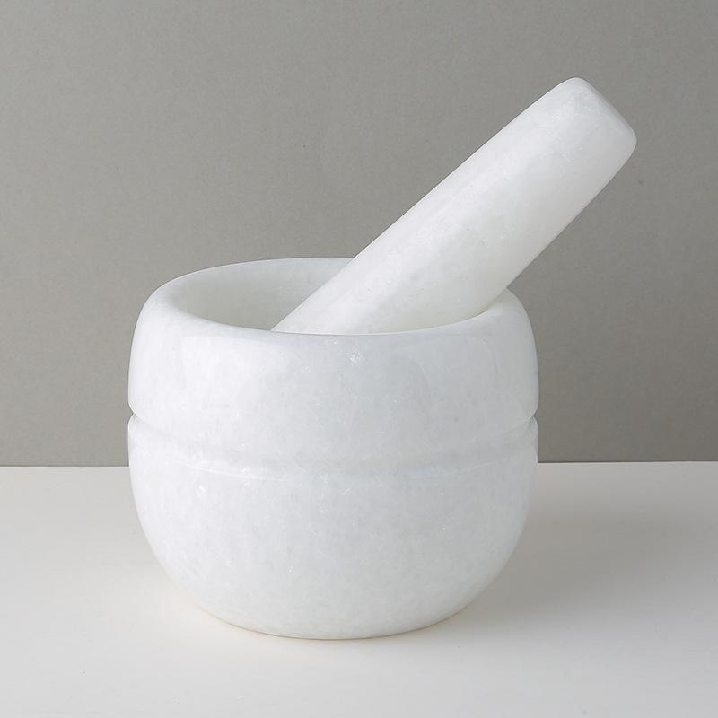 Small Marble Mortar and Pestle - Natural Stone Grinder for Garlic and Pepper Crushing
