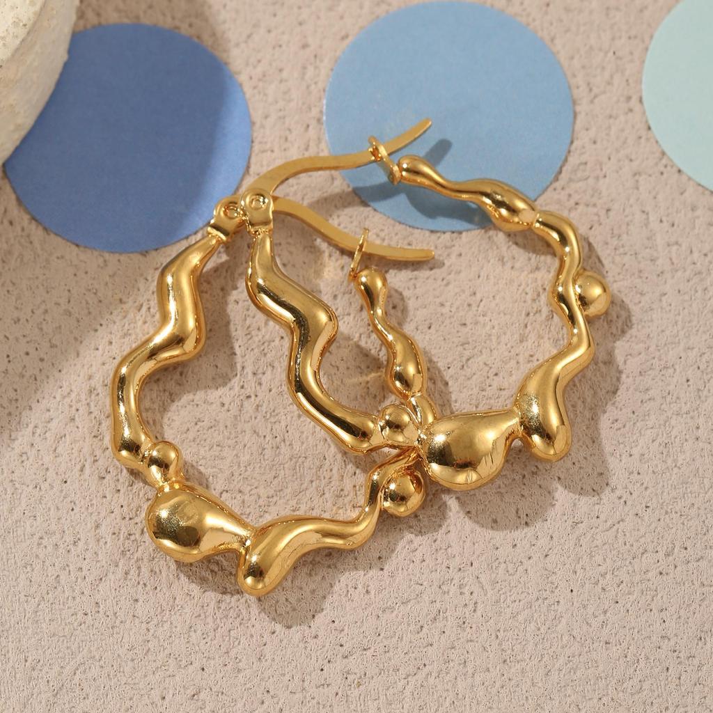 304 Stainless Steel Irregular Wave Ear Cuff for Women