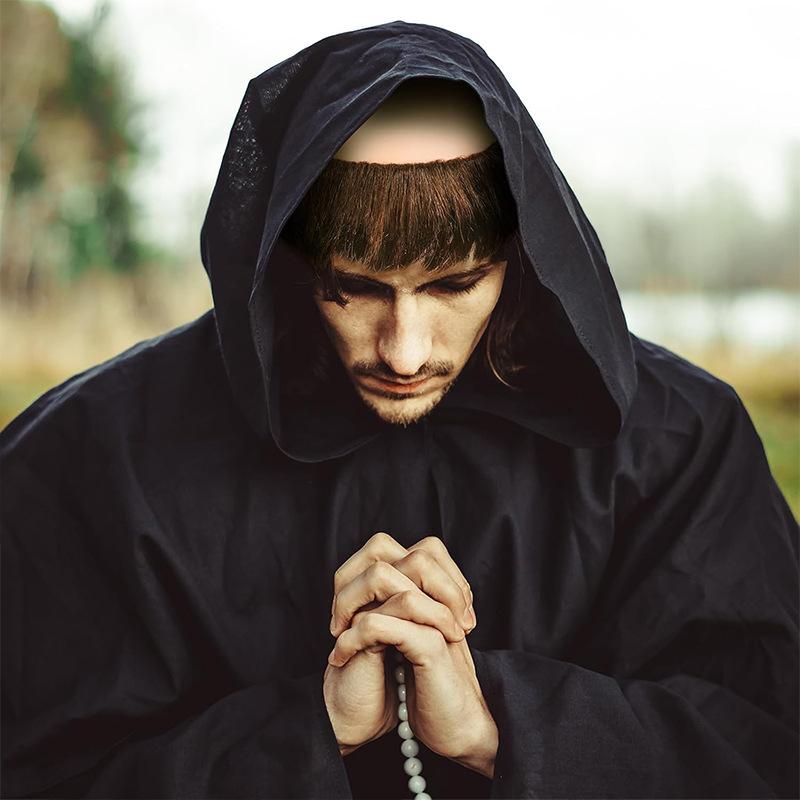 Halloweenová plešatá paruka Paruka mnicha Hnědá plešatá čepice Paruka ze syntetických vláken