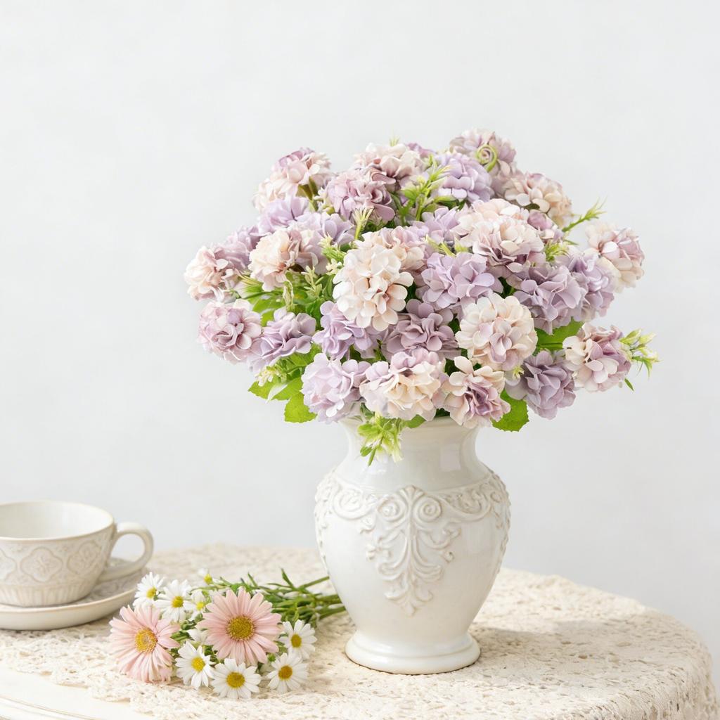 Artificial Flowers Silk Hydrangea Bouquet Home Room Wedding Bridal Bouquets Outdoor Garden Festival Party Diy GiftBox Decoration