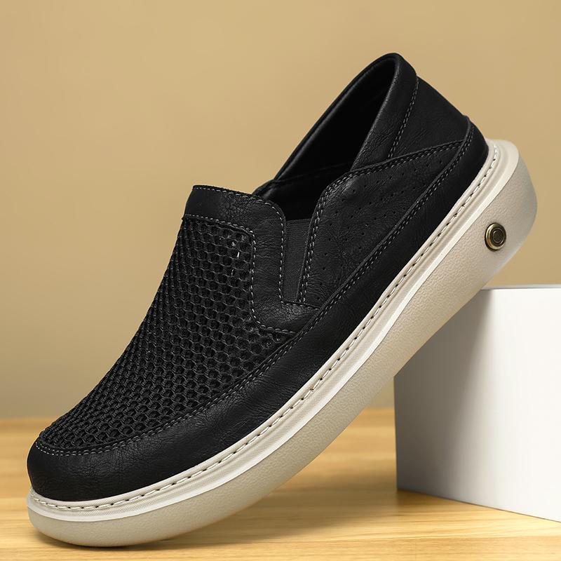 Men's Sporty Breathable Mesh Shoes Lightweight Comfortable Casual Slip-On Summer Shoes Round Toe Non-Slip Rubber Outsole