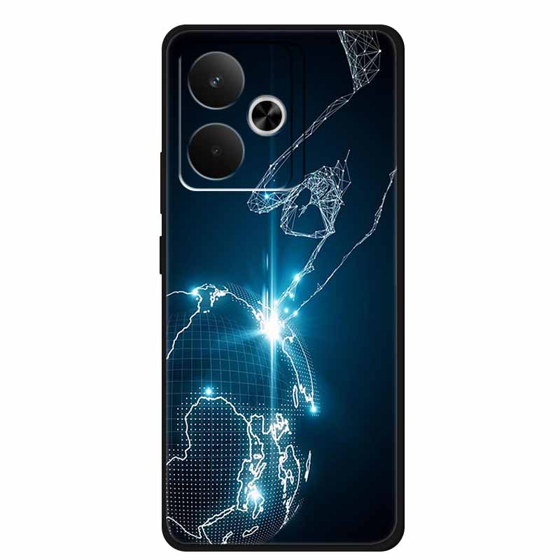 Phone Case For Realme GT 7T Case Flowers Soft Black Silicone Back Cover For Realme 14 5G 15 Pro GT7 Case Shockproof Coque Fundas