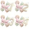 6pcs Matte Pink Large Butterfly Flower Balloons 40 Inch Cream-Colored Numbers 1-9 Birthday Celebrations Home Party Decoration