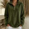 Women's Casual Color Long Sleeve Pullover Sweatshirt with Stand Collar and Zipper