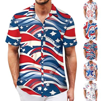Men's Vintage Button Down Bowling Shirts Short Sleeve Summer Beach Shirt