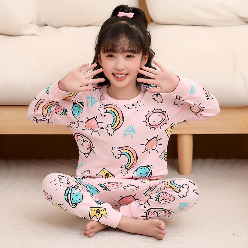 Set Pigiama per Bambine da 2 a 3 4 5 6 7 8 9 10 11 12 13 14 Anni Cotone 100 Bambini Piccoli Pigiama Manica Lunga Carino Pigiama Gatto Rosa Pjs