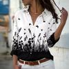Fashion Long Sleeve Shirt  Single-Breasted Lapel Top Floral Printed Button Shirts Women's Clothing Autumn Blouses Elegant Office