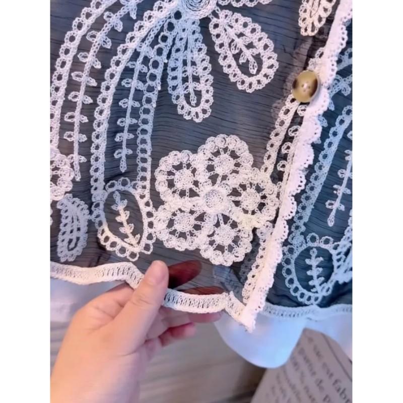 Women's Summer Hook Flower Hollow Short Sleeve T-shirt Design Thin Loose Top
