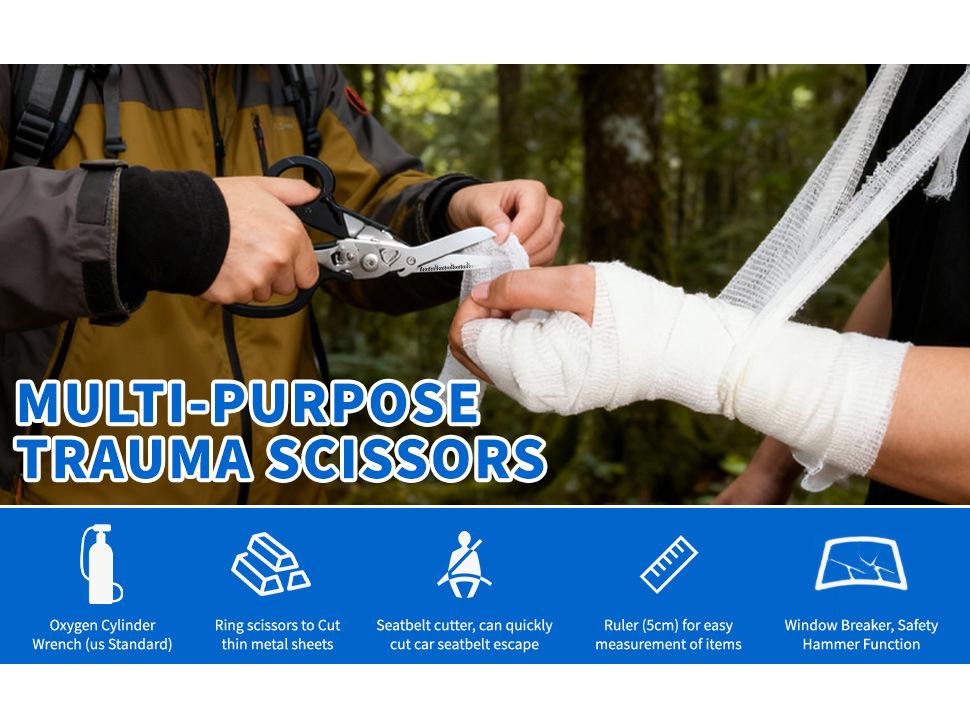 Neutral Multi-functional Foldable Scissors for First Aid & Outdoor Use