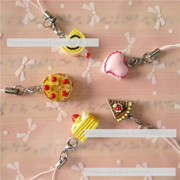 Resin with Crochet Nails Cute Cake Donut Jewelry Charm Pendant Style Random Key Ring Earrings Diy Accessories with Holes