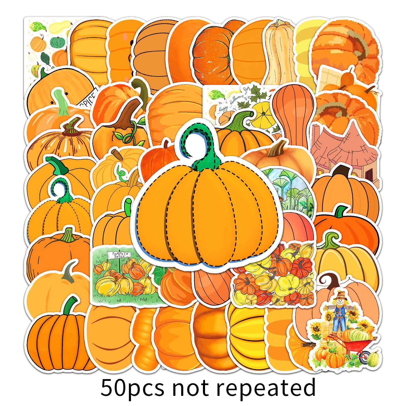 50 Pumpkin Graffiti Cartoon Stickers: Creative, Waterproof, DIY Skateboard & Luggage Decor