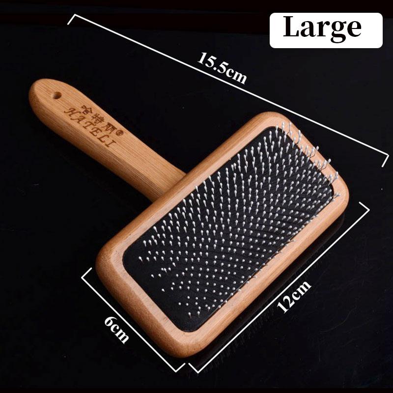 Pet Comb Natural Bamboo Handle Stainless Steel Hair Brush Dogs Cats Pets Grooming Accessories Tools Puppy Combs Cleaning Brush