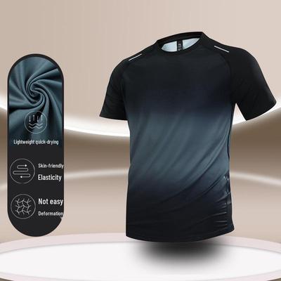 Men's Quick-Dry Tight-Fit Ice Silk Sports T-Shirt for Summer Running, Fitness, Basketball, and Cycling