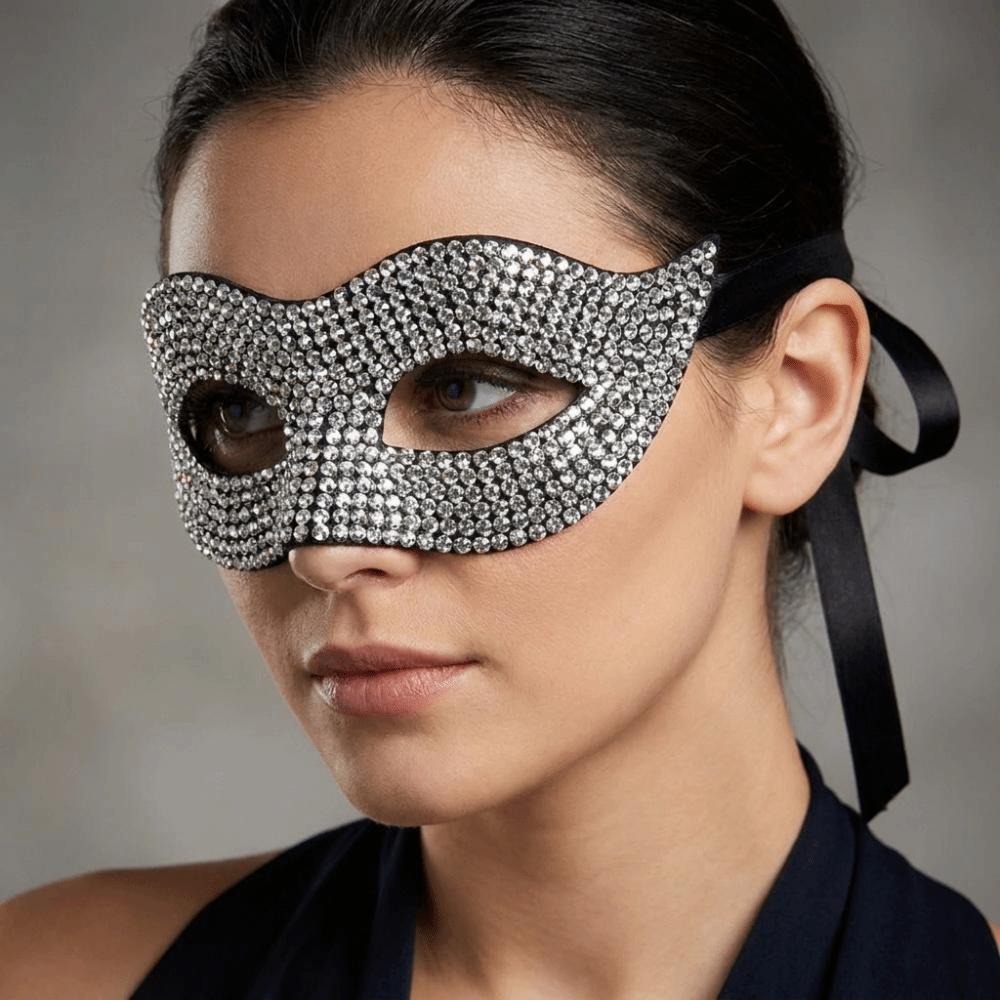 Studded Design Halloween Rhinestone Mask Plastic Masquerade Mask Half Face Mask Themed Event