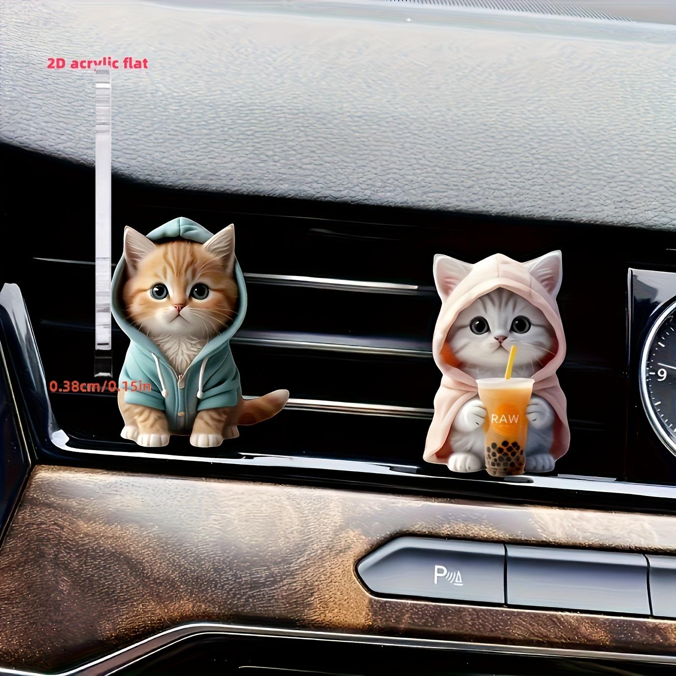 

2D Акриловый Плоский 2 шт. Милый Кот Автомобильный Освежитель Воздуха - Прочный Аромат Зажим для Вентиляции Аромадиффузор и Украшение, Приносит Свежий и Ароматный