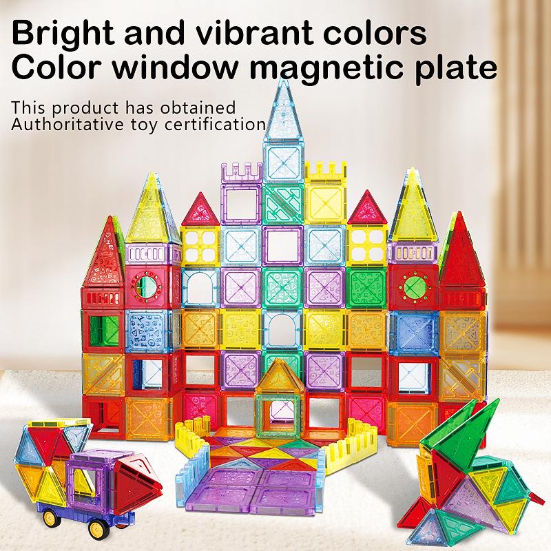 Children'S Colored Window Magnetic Piece Assembly Magnet Boys And Girls Intellectual Brain Multi-Functional Building Block Assembly Toy