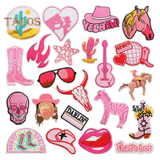 13/22/23/24/25/27 Pcs DIY Patches Multi Embroidery Patterns DIY Patches Set for Clothing Bags Hats Iron-On Self-Adhesive Sewing Repair Patch Family