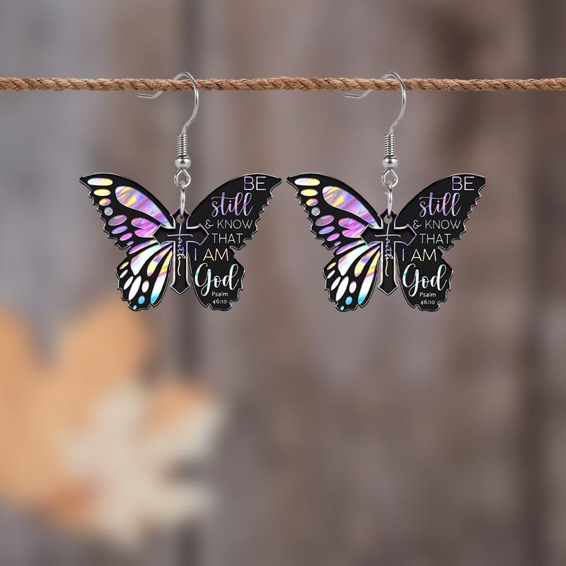 Elemente Fluture 2D Plate Negre și Colorate Material Acrilic Cercei Atârnători Cercei Ușori pentru Femei Cadouri