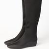 Inner Height Increase and Thin Elastic Boots European and American Small Square Head Knitted Thin Boots Women's Flat Casual Versatile Black Socks Boot