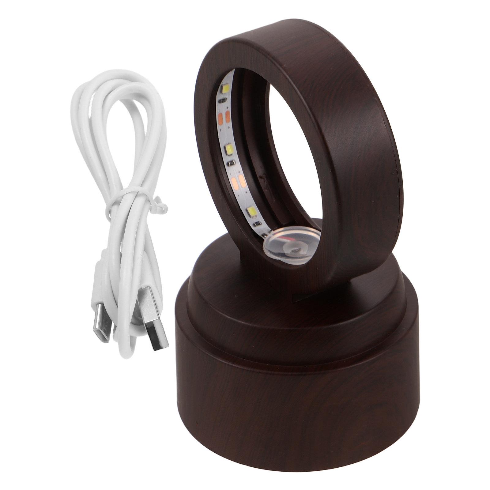 

Rotatable Round LED Light Base Wood Grain Design USB Powered Crystal Ball Display Stand 2.2 Inch Ambient Lighting for Living 8x8x4.8cm