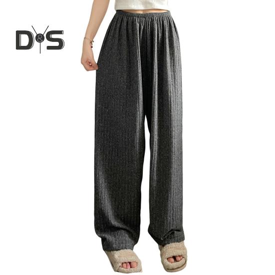 Winter-Pyjama-Hose aus dickem Plüsch, elastischer Bund, locker, warm halten, weites Beindesign, Homewear-Hose für Damen, einfarbig, Lounge-Hose