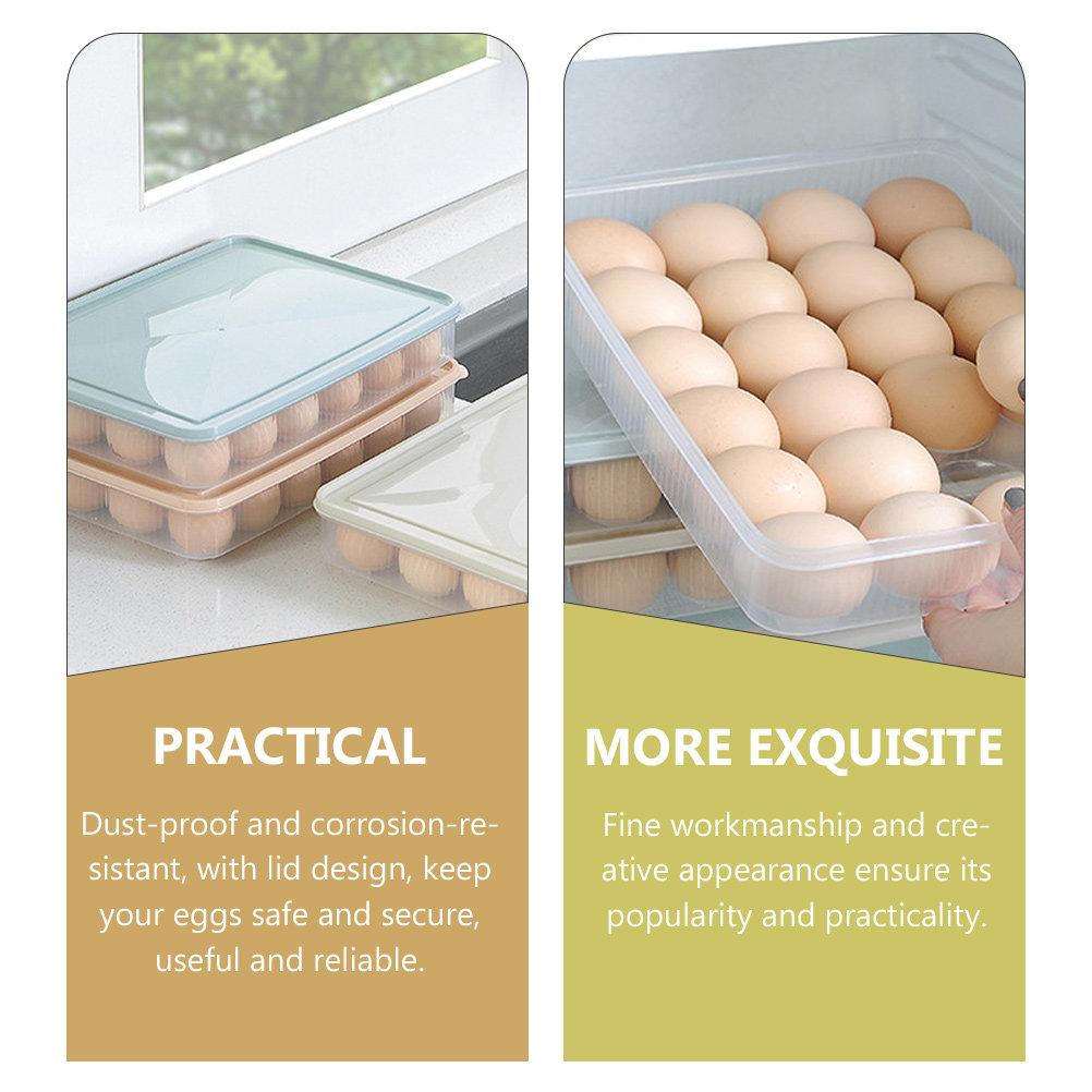 2Pcs Refrigerator Egg Organizer Case Stackable Freezer Egg Storage Box Heavy Duty Plastic Fridge Container 24 Slot Secure Lid
