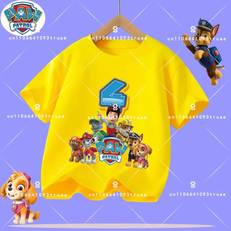 1-12 years old summer Polyester T-shirt for PAW Patrol children's short-sleeved casual top for girls and boys with cartoon print