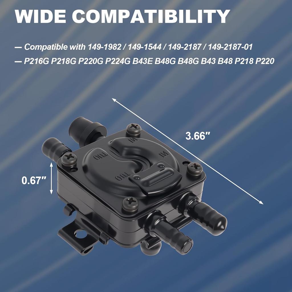 149-2187-01 Vacuum Fuel Pump Compatible with Commins Onan P216G P218G P220 P220G P224G Generaror Welder 149-1982 149-1544 149-2187
