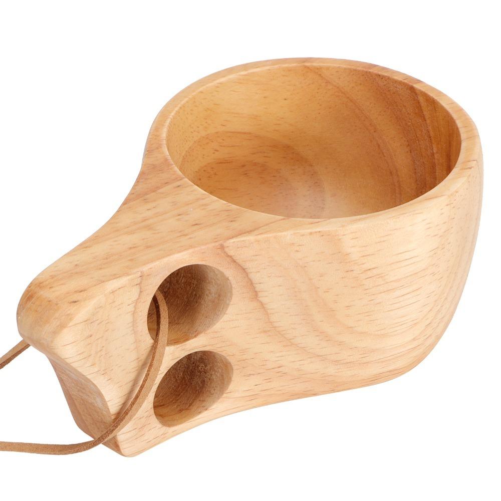 Wooden Milk Cup Smooth Handle Cup Comfortable Grip Salad Mug Table Use