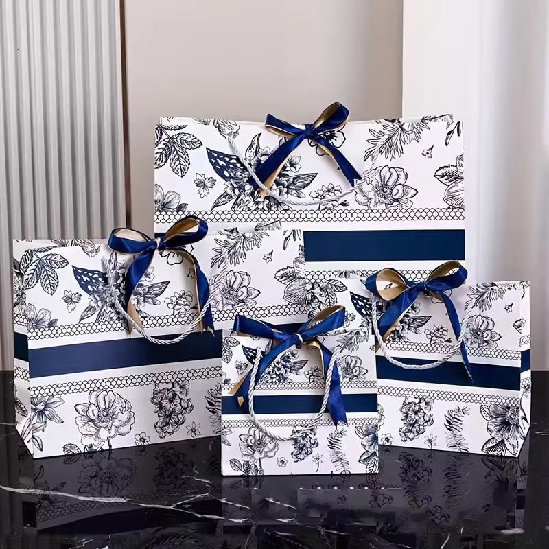 1pc Tote Bag With Ribbon Floral Fashion Gift Bags New
