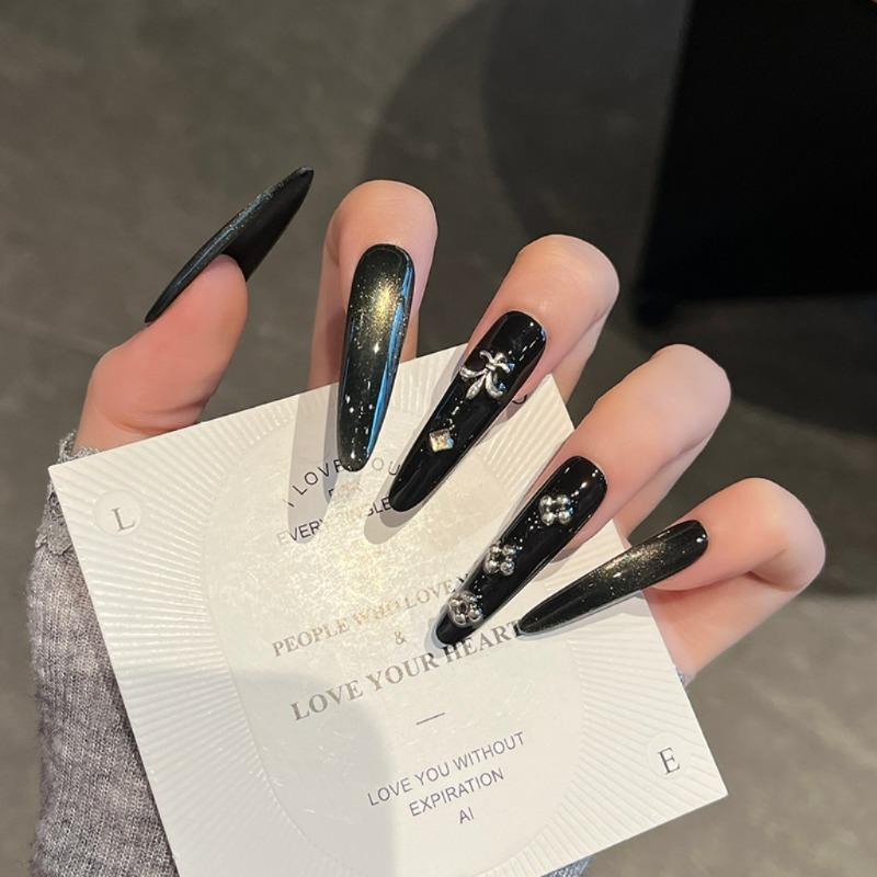 Cat's Eye Wearing Nail Pure Hand-made Nail Piece Fake Nail Wearing Nail Piece Advanced Sense Thin Dog Long