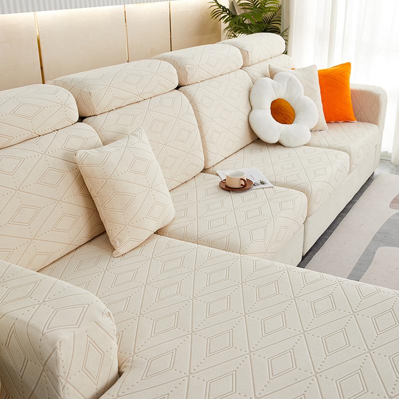 Oblique Grid Elastic Sofa Cover, Jacquard Sofa Seat Cushion Covers, Stretch Couch Cover, Living Room Sofa Slipcovers, Washable