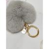 MAIA Rabbit Fur Heart Keychain & Charm - Gray