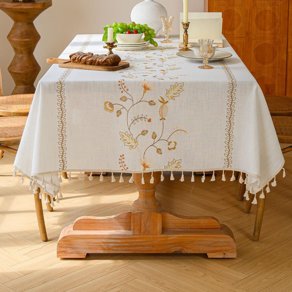 High-End Atmosphere Amazon Light Luxury Embroidered Tablecloth Retro American Decorative Rectangular Table Cloth