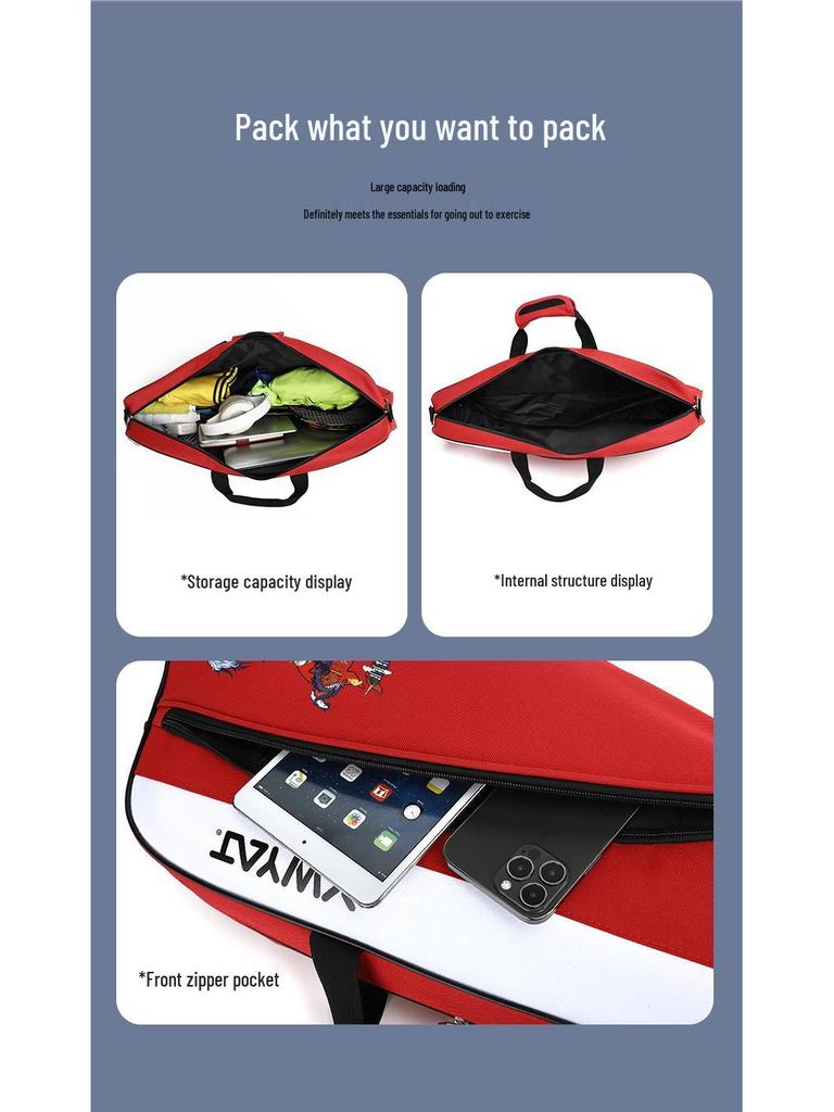 Ywyat Waterproof Chinese-Style Badminton & Tennis Racket Bag - Portable Single Shoulder 3-Piece Storage C211