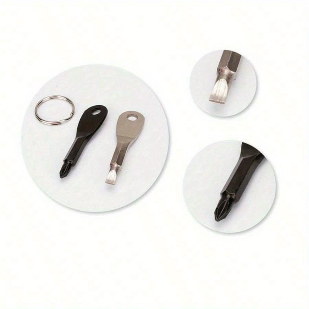 2 Stück/Set Mini-Schraubendreher, Handwerkzeuge für die Taschenreparatur, Multi-Gadget, tragbarer Kreuzschlitz-Schlüsselring, Schlitzschraubendreher für Wanderungen im Freien mit Schlüsselring