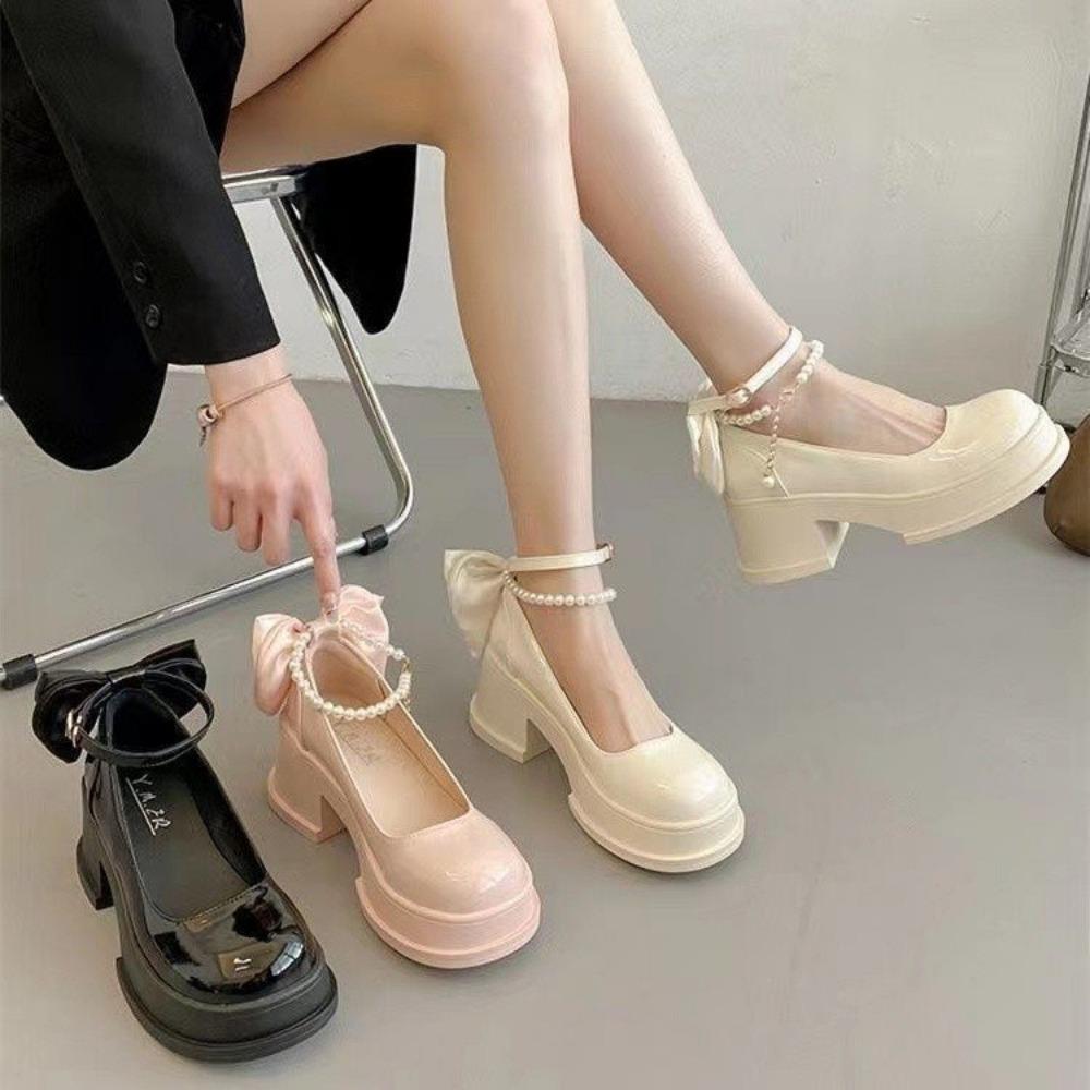 Fashion Vintage Mary Jane Women's Shoes Spring Summer 2024 New Designer  Bow Heeled French Leather Platform Shoes Loafers Ladies