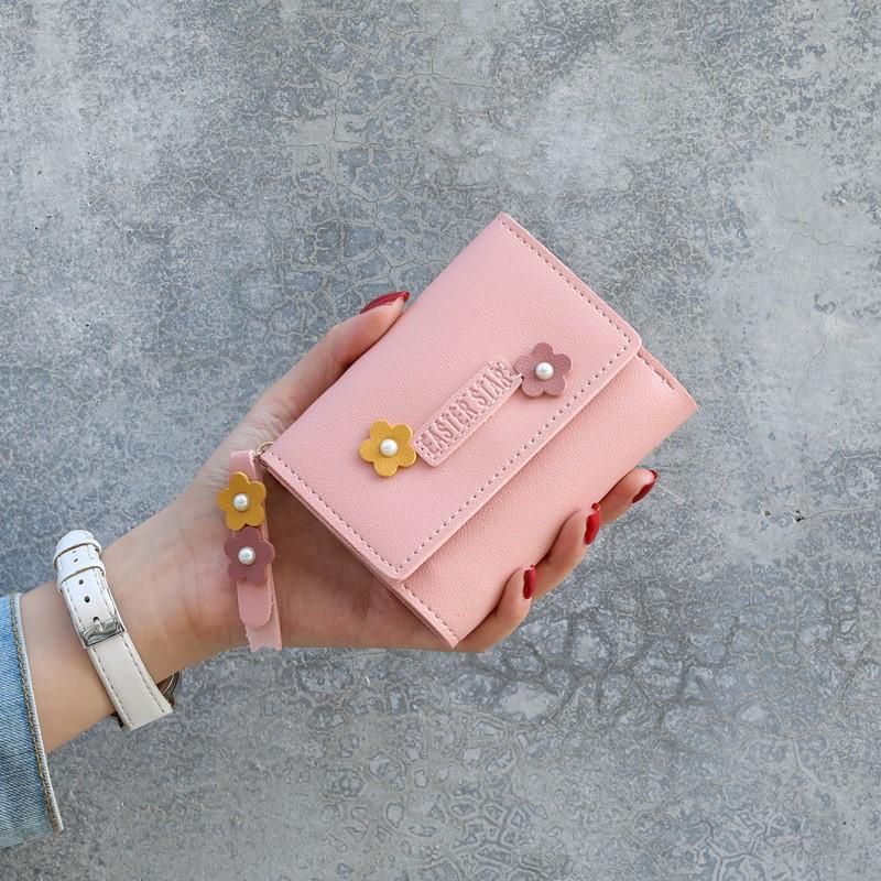 Japanese and Korean Buckles Soft Wallet Fashion Mini Fold Card Bag Simple New Small Purse Men's Women's PU Zipper  Short