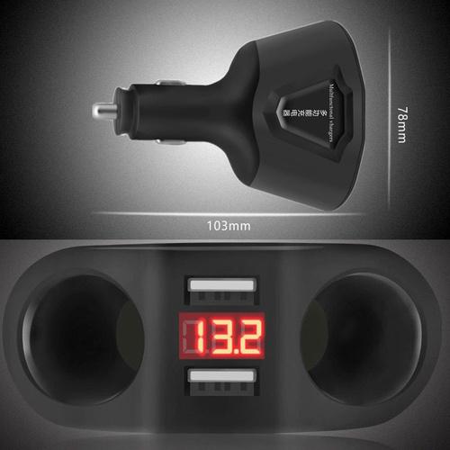 Dual USB Cigarette Lighter Socket Splitter