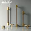 Dooroom New Leather Furniture Handles Light Luxury Grey Wardrobe Dresser Cupboard Cabinet Drawer Pulls Easy Maintenance
