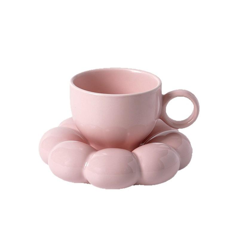 Ceramic Cloud Coffee Mug Sets Creative Flowers Saucer Mug Exquisite Office Afternoon Tea Cups Kitchen Drinkware Home Accessories