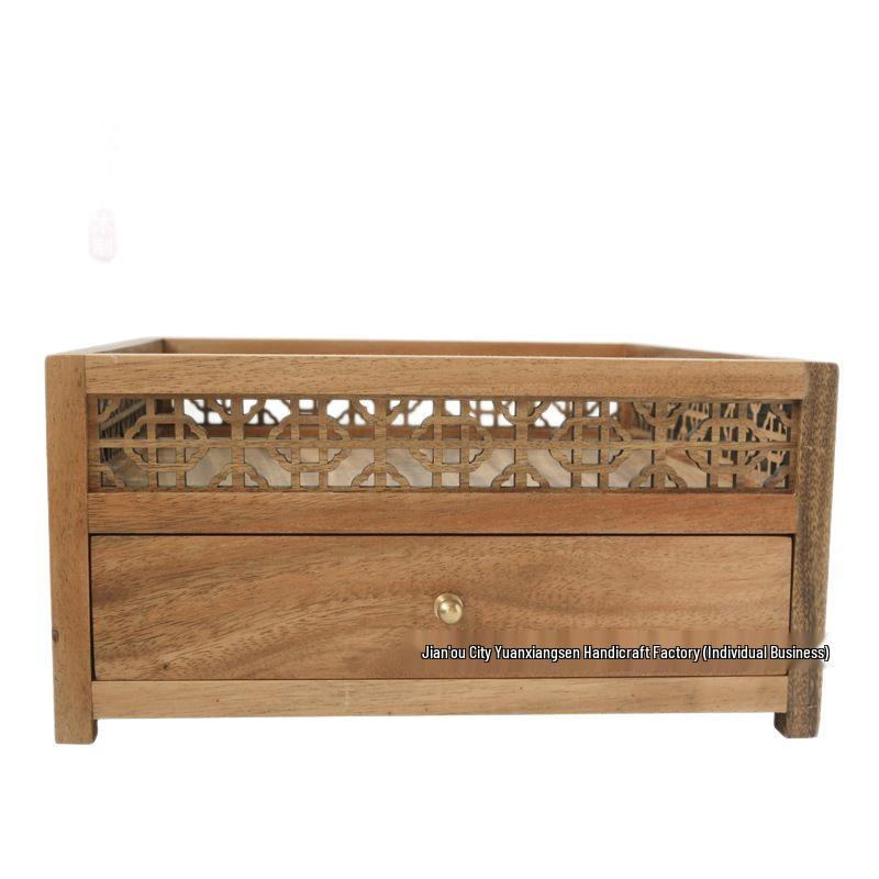 Small Walnut Wood Curio Shelf: Desktop Teacup Holder and Coffee Table Display Rack