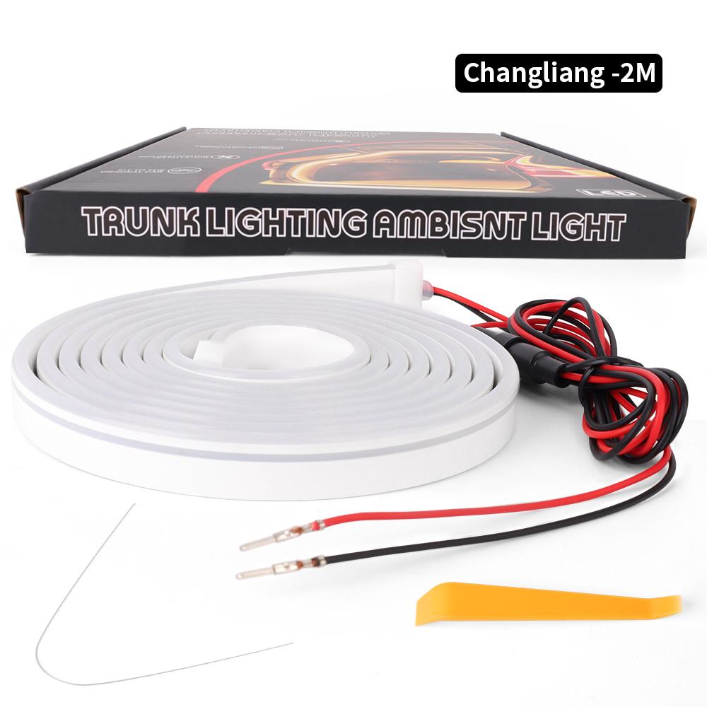 Автомобильная Высокояркая Подсветка Багажника Салонное Освещение Супер Яркая Декорация Салона Универсальная Силиконовая COB Светодиодная Лента для Багажника Автомобиля