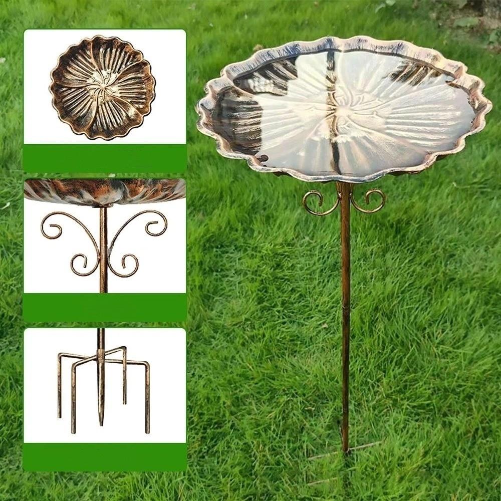 5-Pronged Base Iron Bird Bath Feeder Retro Standing Bird Bath Bird Water Drinker  Porch