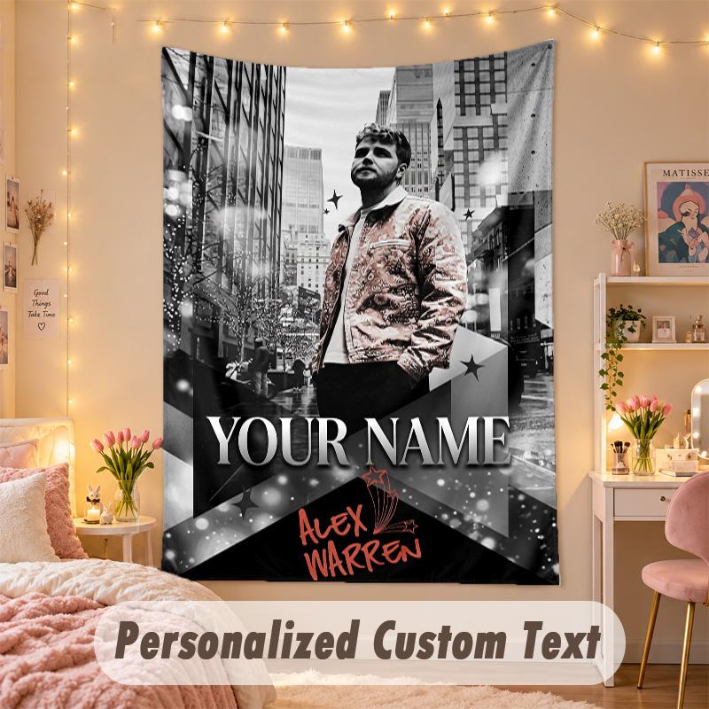 Custom Personalized Tapestry,Alex Warren Print Custom Name Text Wall Art Hanging for Bedroom
