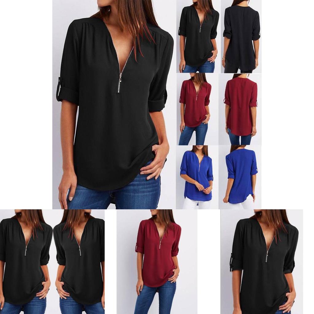 Elegant Womens Polyester Pinned Cuffed Sleeve Top For Work And Daily Use